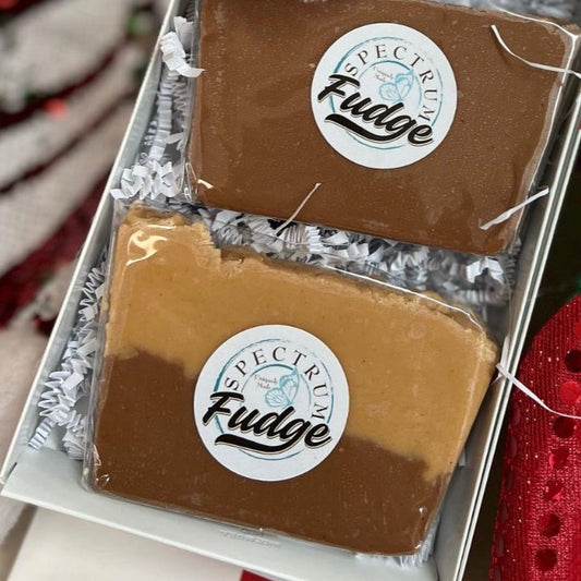 Chocolate & Chocolate Peanut Butter Fudge in a Gift Box (1/2lb)